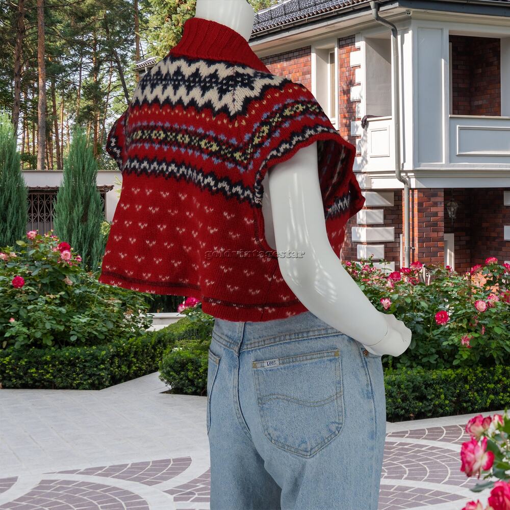 Grau Nordic Crop Cardigan Bolero Shrug Vintage Knit Charm